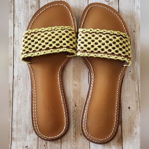 Rag & Bone Melrose Woven Slide Flat Sandal Brown/yellow Size 8.5 (39 Euro)